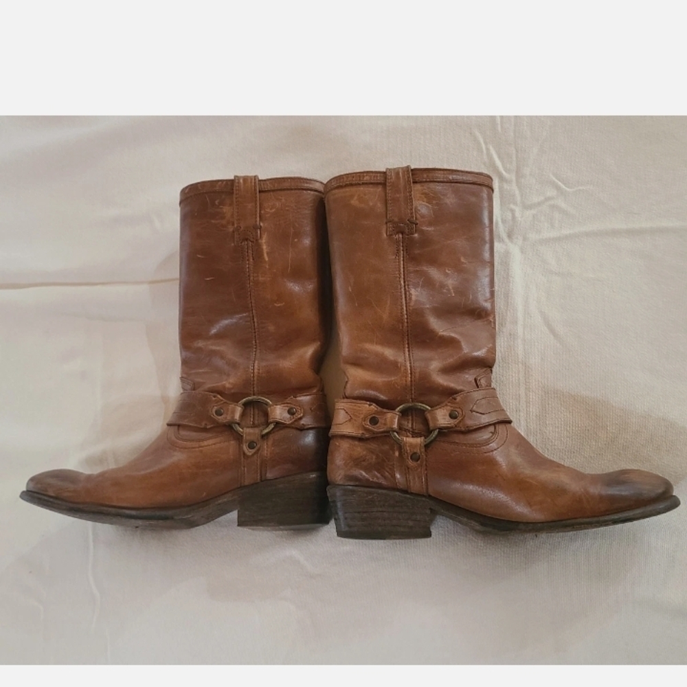 Frye Tan Leather Heeled Boots